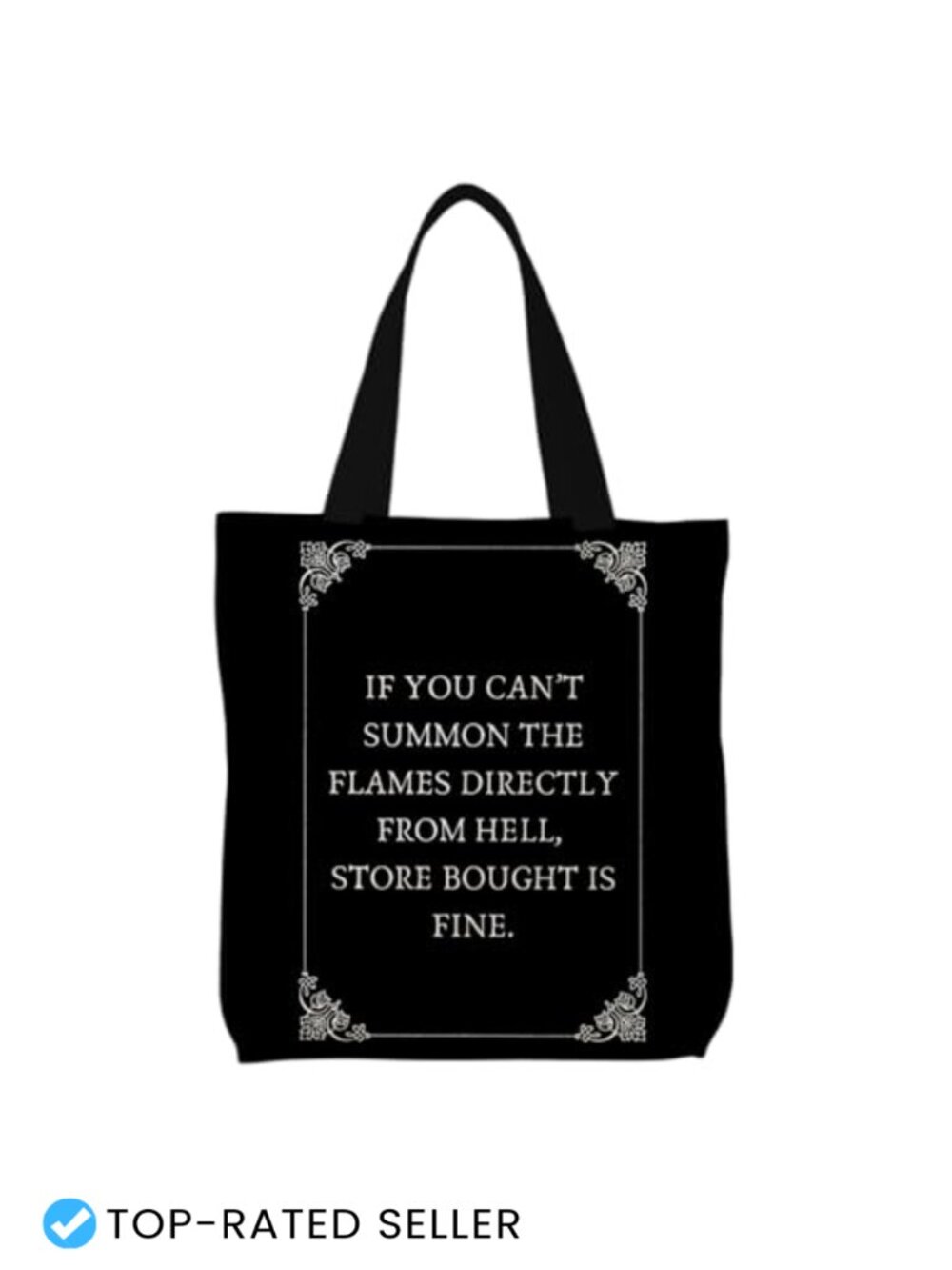 Funny Gothic Witchy Tote Bag, Canvas Reusable Grocery Shopping Tote with